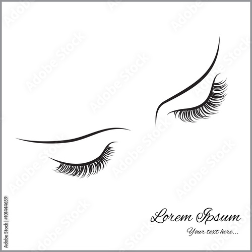 Fotografía Closed eyes with long eyelashes Sample logo for a beauty salon, beauty products