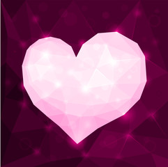 Wall Mural - Gorgeous Valentine's day design abstract polygonal geometric Shiny white heart on violet background