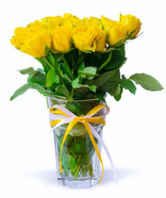 Bouquet Of Yellow Roses Isolated On White.