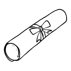 Sticker - scroll of paper / cartoon vector and illustration, black and white, hand drawn, sketch style, isolated on white background.