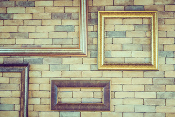 Sticker - Empty photo frame on brick wall textures