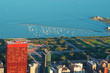 Chicago, Illinois: skyline visto dalle vetrate dello Skydeck, la balconata al piano 103 della Willis Tower, 22 settembre 2014 
