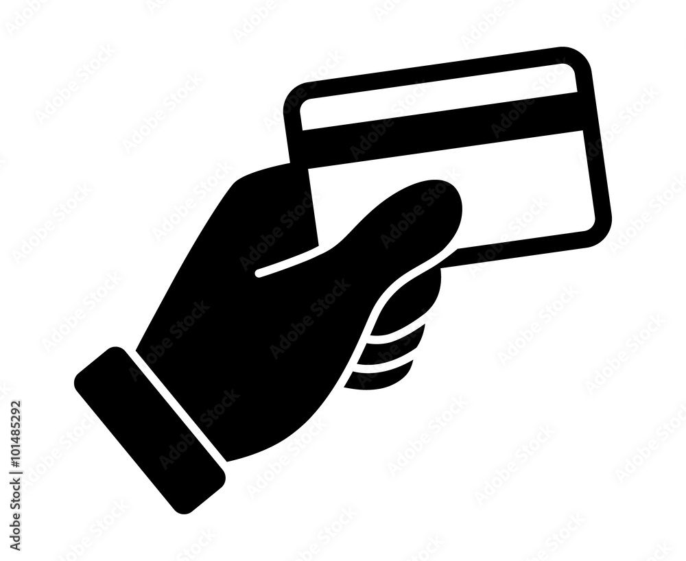 Hand swipe credit card during purchase flat icon for apps and websites - obrazy, fototapety, plakaty 