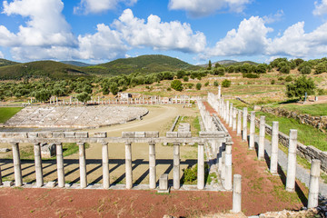 Wall Mural - collonade of gymnasium in Ancient Messina, Greece, Europe