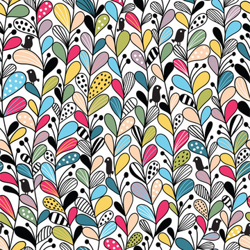 Fototapete -  - Floral lines. Vector seamless pattern