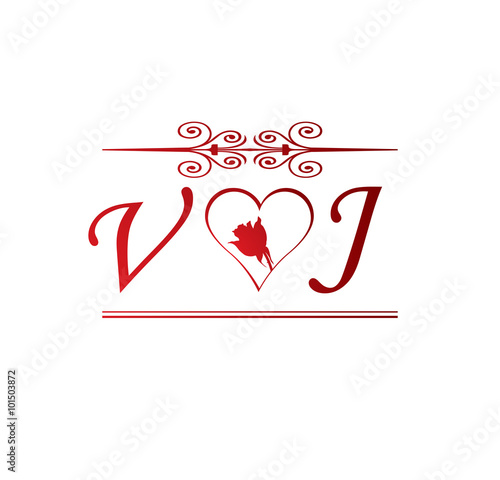 Vj Love Initial With Red Heart And Rose Stock Vector Adobe Stock Vj Love Initial With Red Heart And Rose Stock Vector Adobe Stock