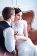 the bride and groom, sincere feelings, a holiday for two, a wedding in retro style