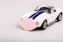 Bautiful Blue And White Car, Roadster With Pink Kiss