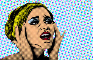 Pop art comic style woman, retro poster