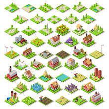 City Map Set Tiles Isometric Vector