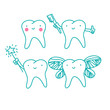 vector icons with cute children's teeth and the tooth fairy with Magic wand. dentist icons