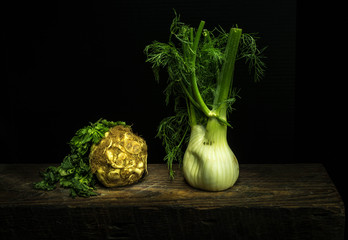 Celery root, fennel bulb