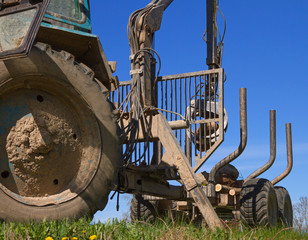 Tractor working with stones.