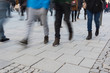 blurred people in the munich pedestrian zone