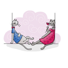 Canvas Print - Couple of cats in love. Valentine day