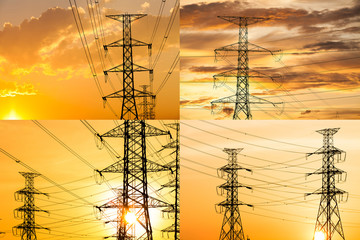 high voltage post.High-voltage tower sky background