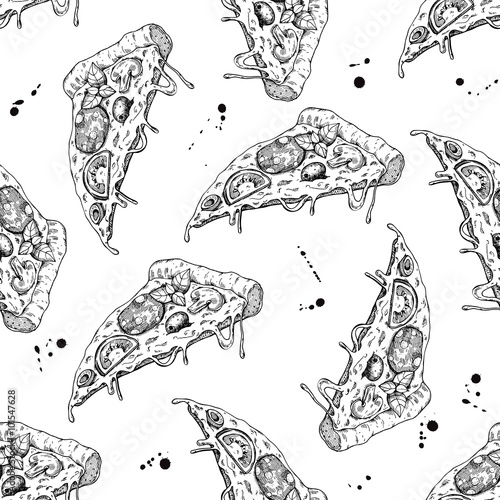 Obraz na płótnie canvas dwuczęściowy "dyptyk" Wektor bez szwu kawałek pizzy.