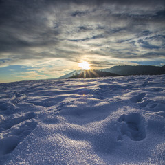 Fototapete - Spectacular sunset on Brianza