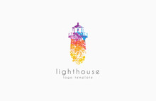 Lighthouse Design. Rainbow Lighthouse. Lighthouse Logo.