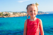 Adorable little girl during summer vacation at Sardinia, Spain