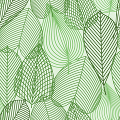 Sticker - Spring green leaves seamless pattern