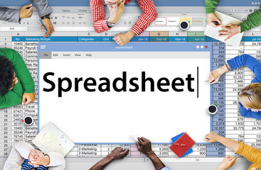 Canvas Print - Spreadsheet Documents Data Analysis Worksheet Concept