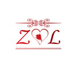 ZL love initial with red heart and rose