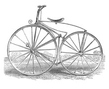 Early Two Wheel Boneshaker Bicycle Vintage Drawing Line Art