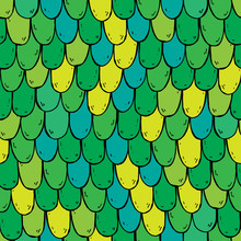 Seamless Pattern With Squama In Green Colors