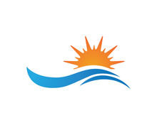 Sunset Wave Beach Ocean Logo