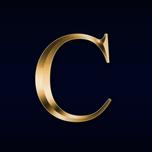 Gold Letter "C" On A Black Background