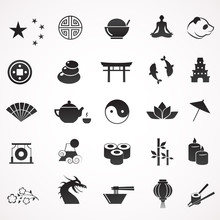 Asian, Chinese, Japanese Vector Icon Collection.