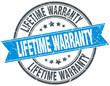 lifetime warranty blue round grunge vintage ribbon stamp