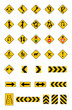warning yellow road signs, traffic signs vector set