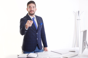 Young Businessman Pointing At You