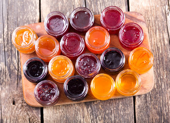 Canvas Print - various jars of fruit jam