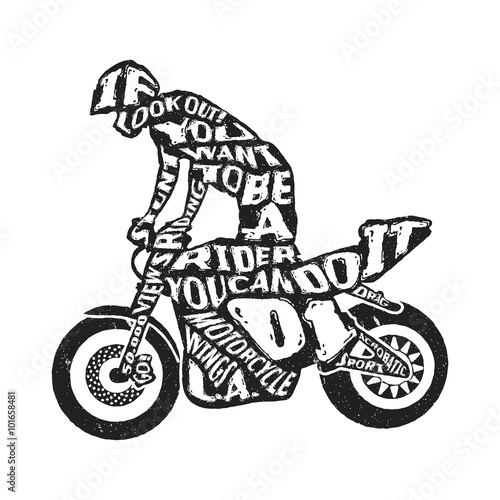 Naklejka na drzwi Typography lettering motorcyclist