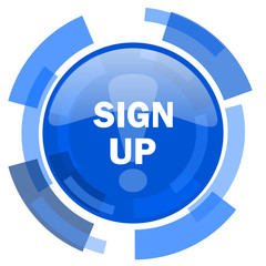Poster - sign up blue glossy circle modern web icon
