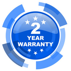 warranty guarantee 2 year blue glossy circle modern web icon