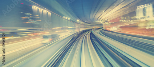 Fotomural High speed technology concept via a Tokyo monorail