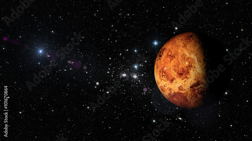 Plakat Planeta Wenus w kosmosie. Elementy tego obrazu dostarczone przez NASA