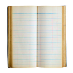 Old Note book on white background.