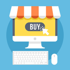 Wall Mural - online shopping and e-commerce flat illustration concept