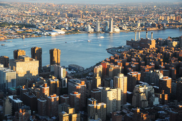 Poster - aerial view of New York city under dusk sunlight