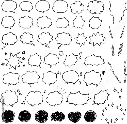 手書きのフキダシ素材セット Stock Vector Adobe Stock 手書きのフキダシ素材セット Stock Vector Adobe Stock