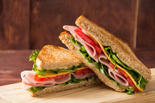 Sandwich Bread Tomato, Lettuce And Yellow Cheese