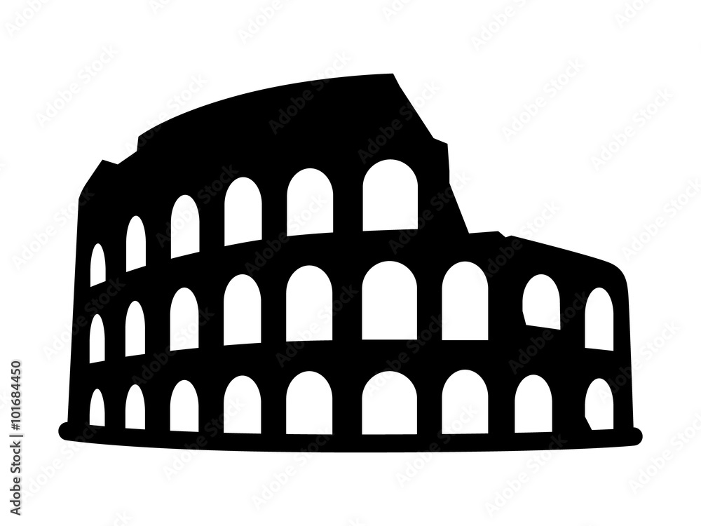 Colosseum / Coliseum in Rome, Italy flat icon for travel apps and websites - obrazy, fototapety, plakaty 