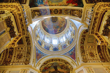 Dome Of St. Isaacs Cathedral Viewed From The Bottom. It Is The Largest Orthodox Basilica And The Fourth Largest Cathedral In The World