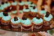 cupcakes Tiffany color  with delicious cream and berry