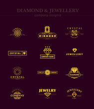 Collection Of Flat Simple Crystal Gem Logo For Jewelry Industry